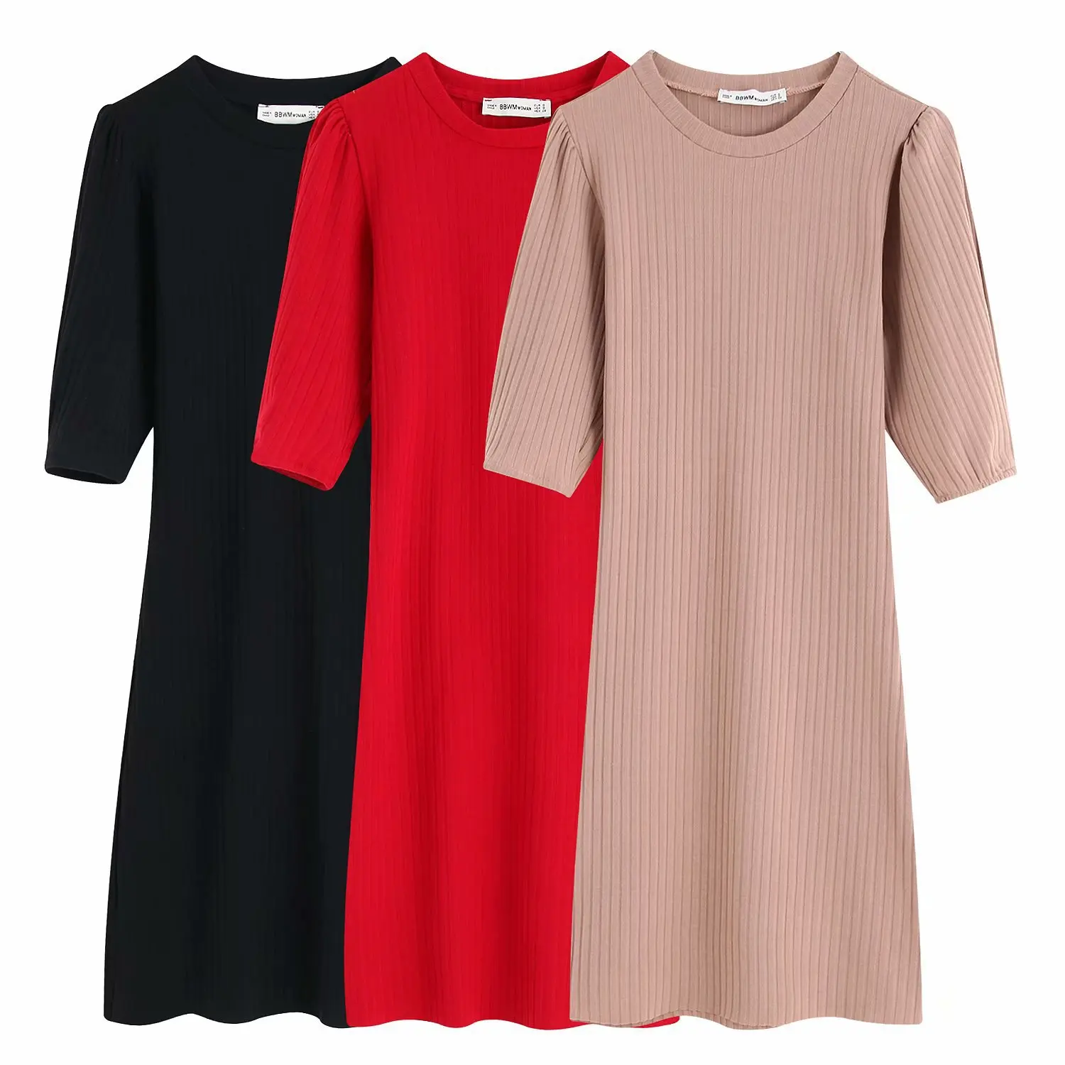 

2019 Autumn New Style Women's Dress European And American Style Versitile Fashion Crew Neck Slim Fit Slimming Texture Jersey Dre