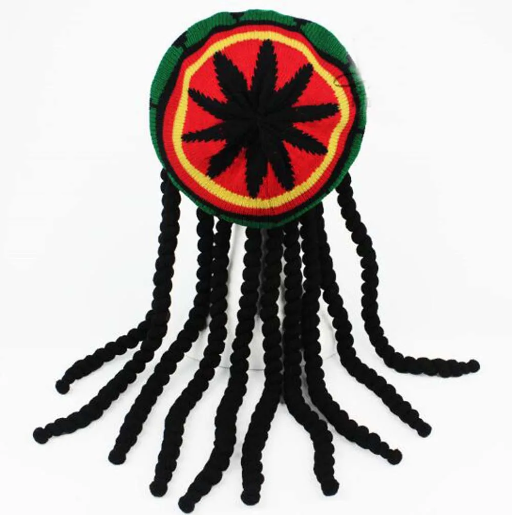 Jamaica синтетическая оплетка вязаная шапка осень зима теплые регги Skullies женские шапочки с помпоном женщины мужчины берет Хэллоуин украшения