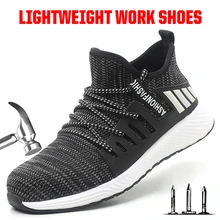 Защитная обувь для мужчин; легкая неубиваемая рабочая обувь для безопасности; кроссовки со стальным носком; Мужские дышащие уличные рабочие ботинки