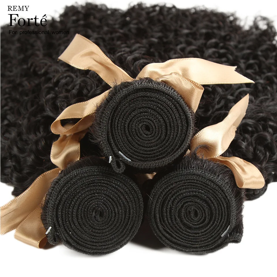 Remy Forte Curly Bundles With Closure 30 Inch Bundles With Frontal 100% Brazilian Hair Weave Bundles 3 Bundles Sleek Ponytail