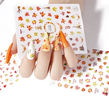 

3pcs Nail Art Autumn Maple Leaf Sticker with Adhesive Transfer Printing Butterfly Animal Small Daisy Sun Flower Nail Stickers