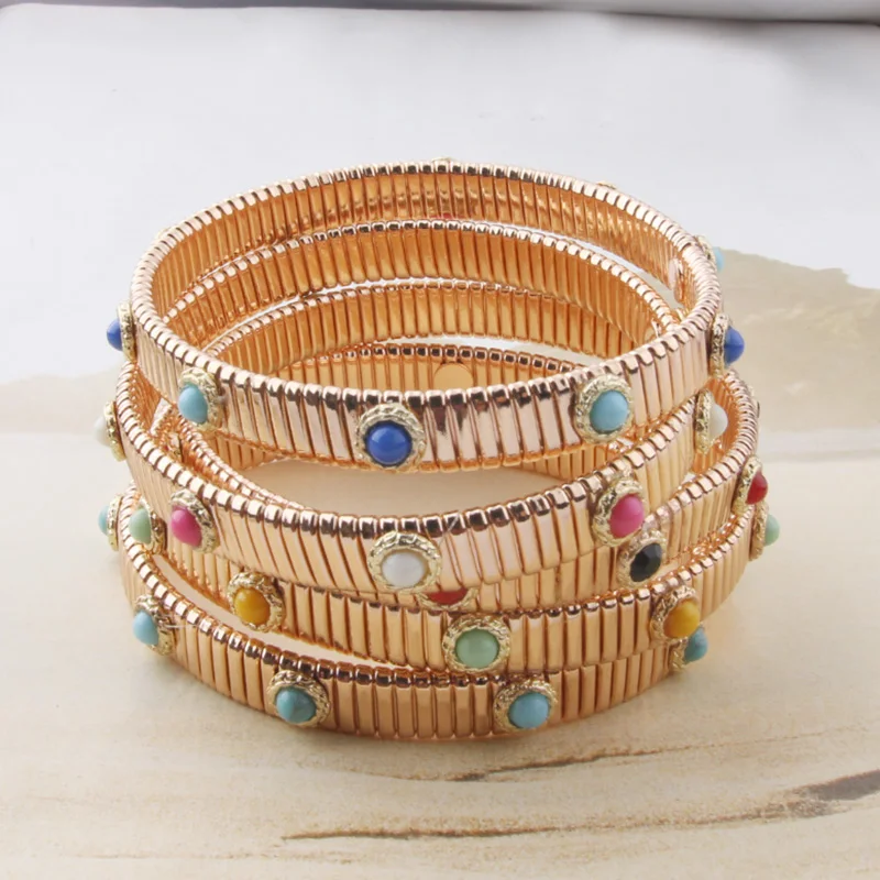 NeeFuWoFu-Bracelet absorbe ouissant en cuivre et pierre naturelle, 7mm, élastique, printemps