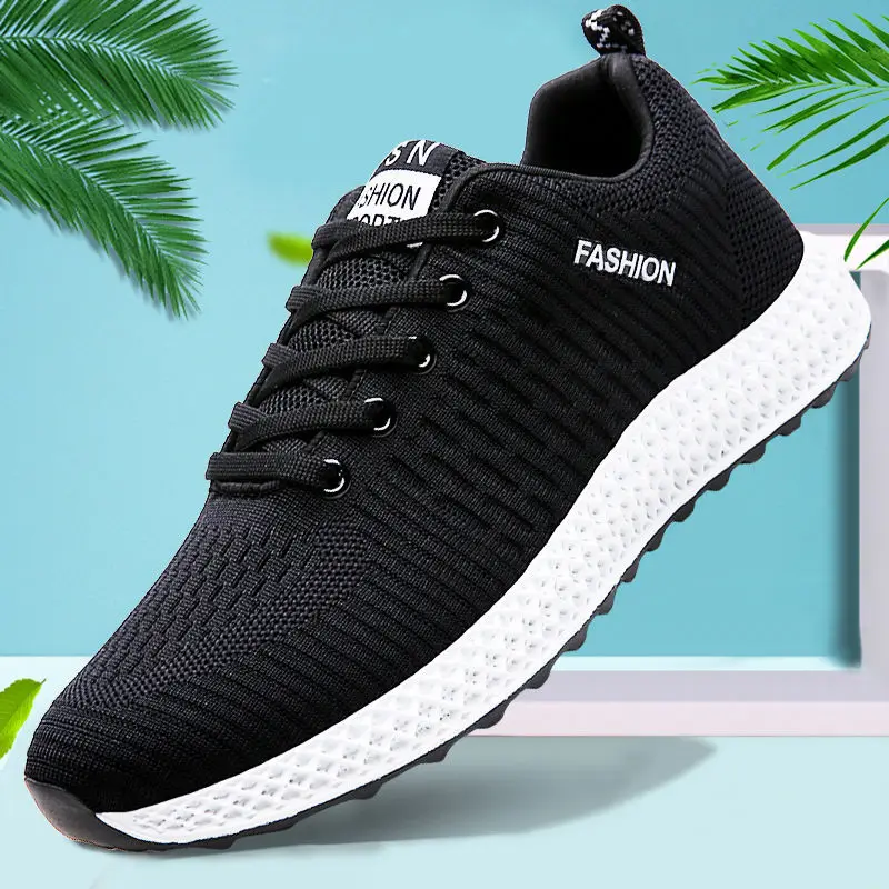 

2020 Spring New Style MEN'S Shoes Comfortable Breathable Fly Woven Casual Shoes Lace-up Running Shoes Men Students Fashion Trend