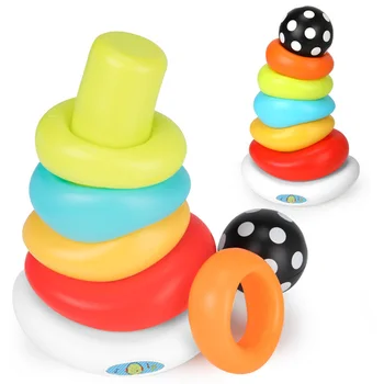 

Cartoon Rainbow Stacking Ring Tower Building Blocks Toddler Interactive Toys Cartoon Rainbow Stacking Ring Tower for Child