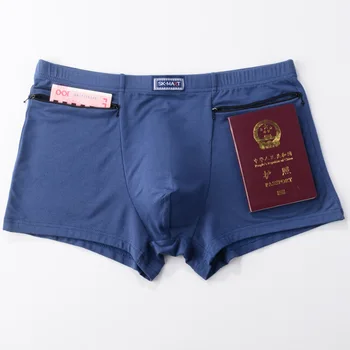 

Mid-rise double zip pocket pants Men's anti-theft briefs, medium waist four quarter pants,two zippers pockets