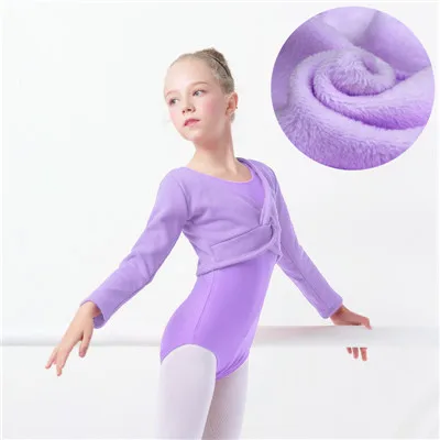 Lavender Зимнее теплое трико для девушек, пальто, топы с длинными рукавами и высокой талией, балетная танцевальная куртка, детская одежда, танцевальная одежда для сцены, одежда для девочек - Цвет: Lavender