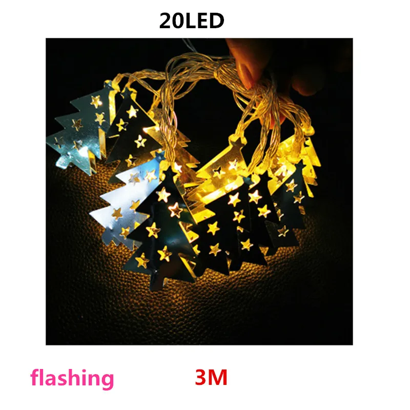 20LED Светодиодный Сказочный Декор гирлянды, декоративные светильники, гирлянды, светильники, железная Рождественская елка, на батарейках, для фестиваля, подвесная спальня - Цвет: 20LED