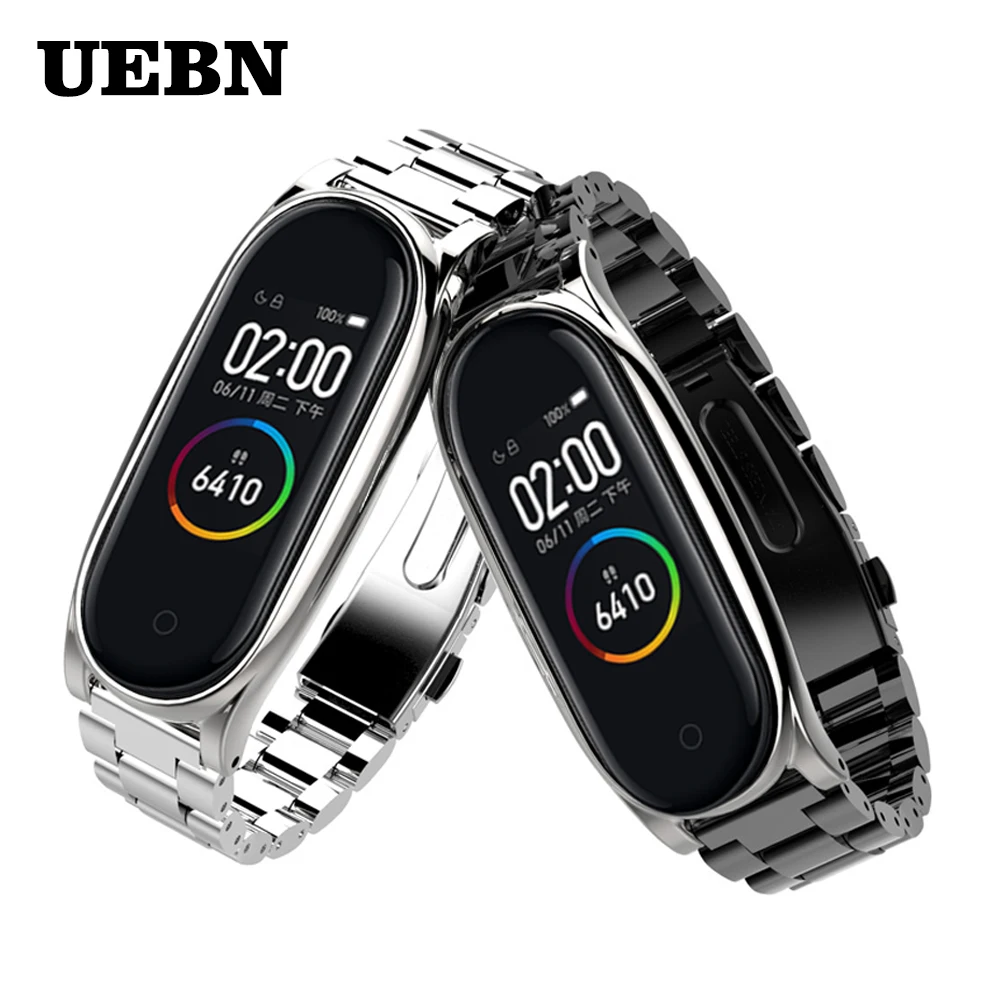 UEBN для mi band 4 сменный металлический ремешок из нержавеющей стали браслеты mi Band 3 ремешок для Xiaomi mi band 4
