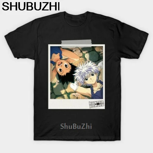 

Hunter X Hunter Smiling Gon Freecss And Killua Zoldyck Black T-Shirt Men Tee Shirt Tops Short Sleeve Cotton Fitness T Shirts