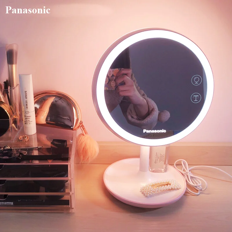 Panasonic светодиодный зеркало для макияжа с подсветкой светодиодный натуральный свет USB Перезаряжаемый Сенсорный Экран Зеркала для красоты затемнения макияж лампа