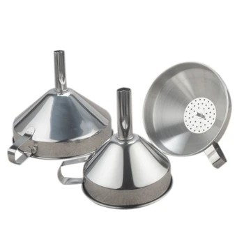 

Thickened Stainless Steel Funnel, Wine Leak, Oil Leak, Removable Tape, Filter Cone Funnel, Kitchen Gadgets, Set of 3