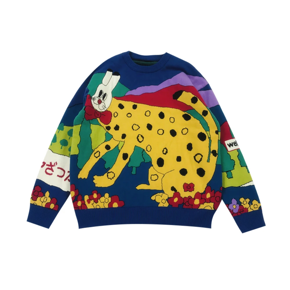 Women's Funny Cartoon Art Embroidery Knitted Sweaters JKP4768