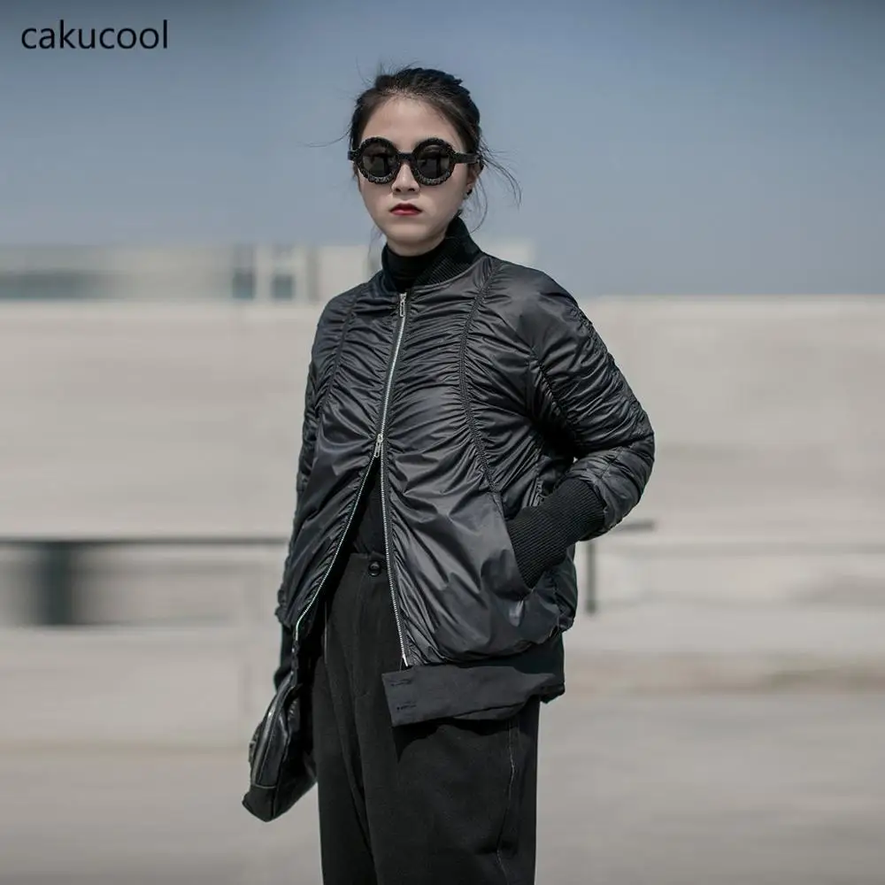Cakucool зима темно ветер крышка складывается втрое, нейтральная джинсовая короткая теплая Для женщин пуховая куртка