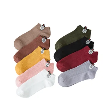 

Spring And Summer 2020 New Fasahion Women's Boat Socks Japanese Style Harajuku Girl's Socks Vintage Bids Socks Solid Cotton Sock