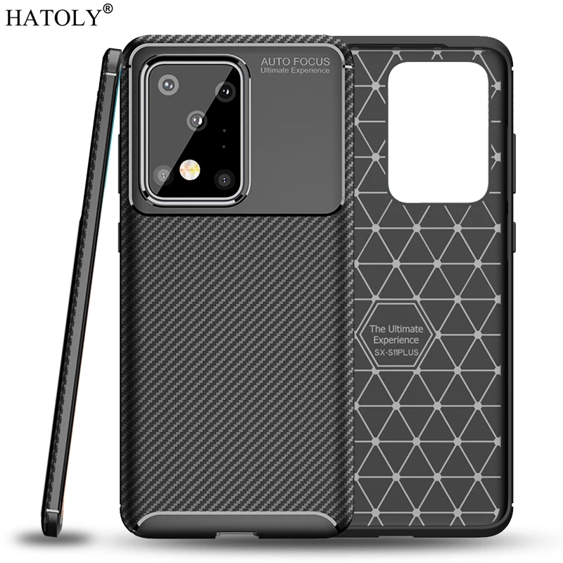 Чехол для Samsung Galaxy S11 Plus роскошный мягкий бампер из углеродного волокна и ТПУ