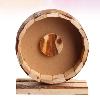 

Wooden Exercise Wheel Silent Running Spinner Wheel Pet Chew Toys for Hamster Chinchilla Squirrel (Medium)