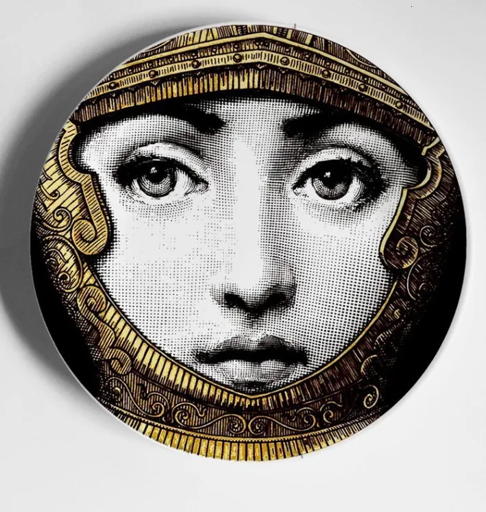 24 Керамическая тарелка Fornasetti, настенная, декоративная тарелка, креативный дизайн, Классическая, элегантная, для бара, отеля, домашнего декора, настенные, подвесные тарелки - Цвет: 24