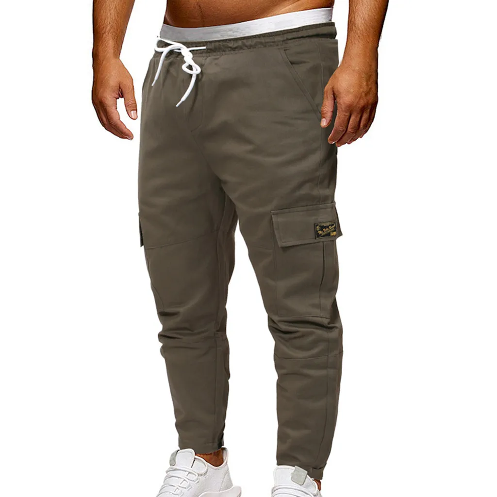 Dark Gray Модные мужские спортивные брюки карго для бега, мужские свободные джинсы, уличные штаны для бега, мужские повседневные узкие спортивные штаны, брюки с полосой сбоку - Цвет: Dark Gray