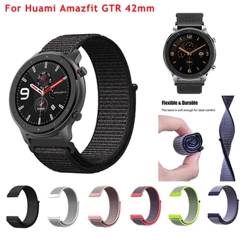 

Bands For Huami Amazfit GTR 42mm Watchband Loop Nylon Canvas Watch Strap for Amazfit GTR 42mm Smart Watch Replacement Wristband