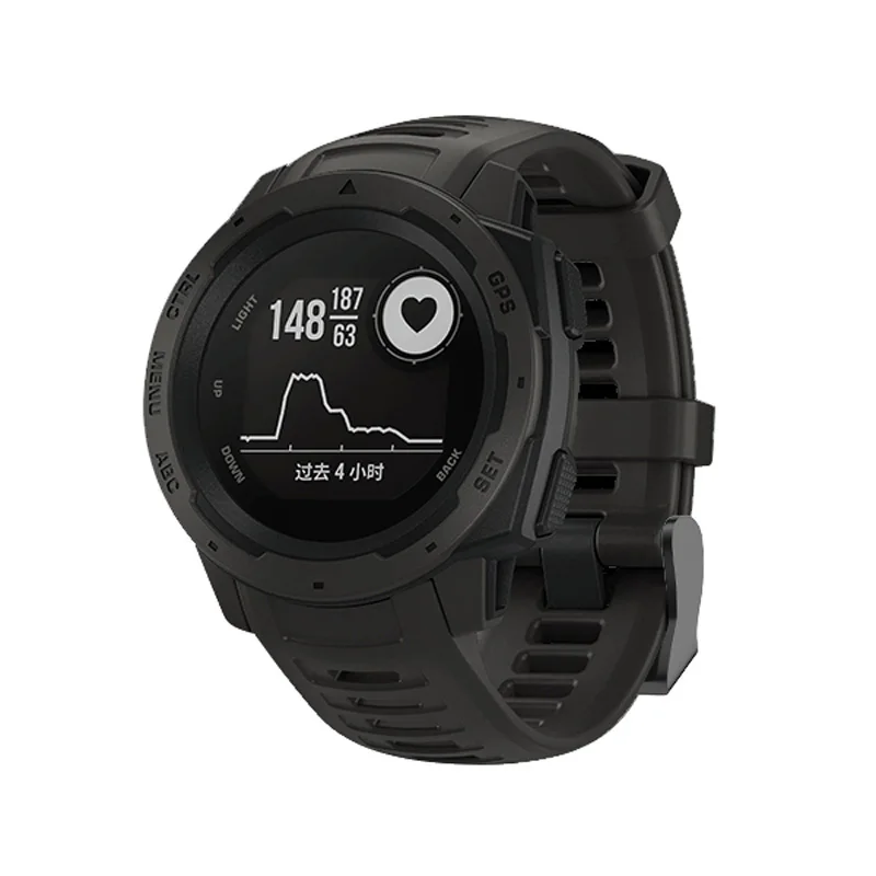 22 мм спортивные часы силиконовый ремешок для Garmin Instinct AIC88 - Цвет ремешка: Черный