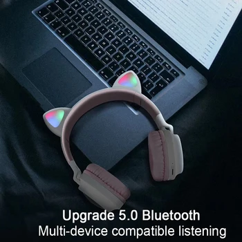 

Cat Ears Cute Style Wireless Bluetooth Headband Game Headphone For Grils Gift Colorful BT 5.0 Headset Beauty Bluetooth Headphon