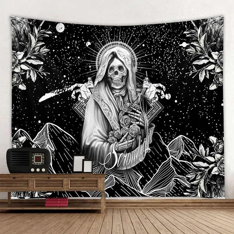 Большой гобелен белые черные солнце луна мандала таро гобелены настенный