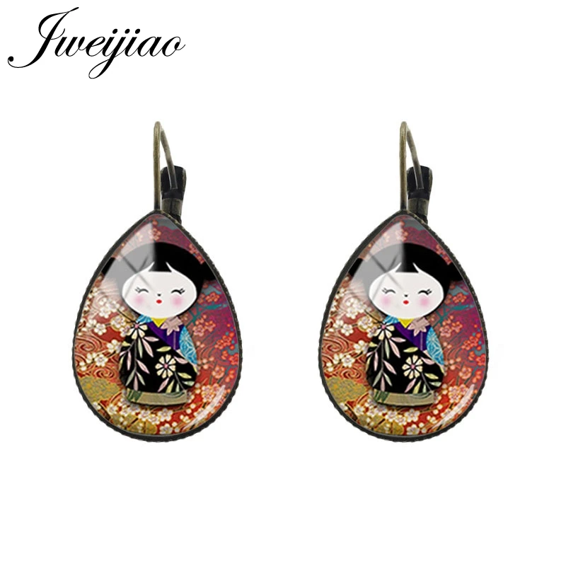 JWEIJIAO, женские серьги, слеза, капля воды, серьги, клипса, стекло, картина маслом, chaim, классические женские ювелирные изделия, изысканный подарок D265 - Окраска металла: D260