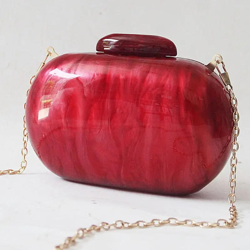

Women Evening Bag Acrylic Long Round Clutch Party Handbag Bridal torebki damskie Shoulder Purse Hot New