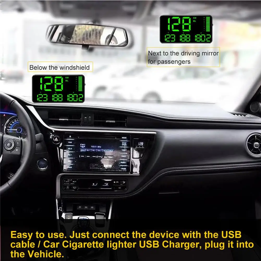 Цифровой универсальный gps HUD измеритель скорости дисплей Head Up дисплей Автомобильный грузовик одометр превышение Предупреждение C90 часы 5.5in большой экран