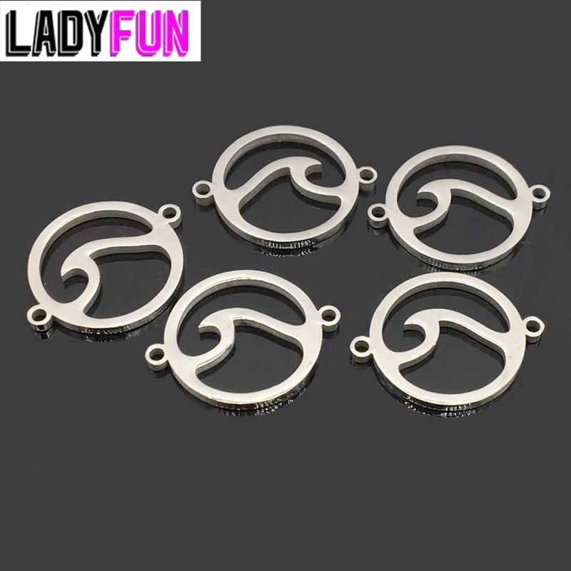 

Wave Stainless Steel Charms Pendant Connectors for Bracelets Wholesale 10pcs/lot