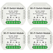 2 Way Wifi Smart Light Switch Diy Relay Module Smart Life/Tuya APP Wireless Remote Control Works with Alexa Echo Google Home(4Pc