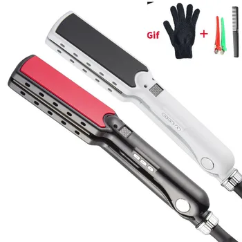 

Professional Wide Plates Hair Straightener Curler Ceramic Flat Iron Keratin Straightening Curling Irons Styling Tool 360 Degree