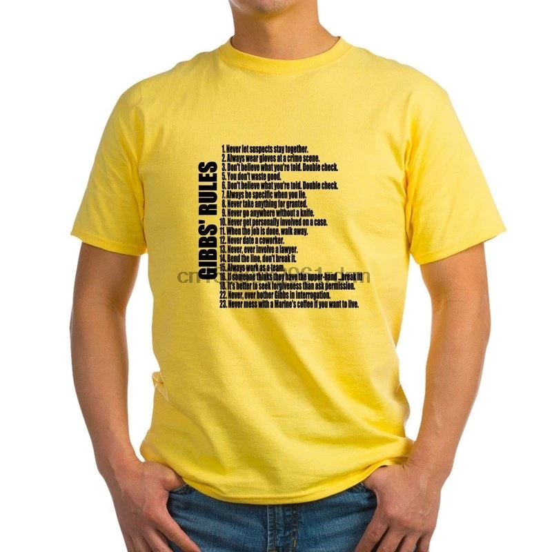 Одежда футболка с надписью CafePress Gibbs Rules 100% хлопковая желтого цвета | Мужская