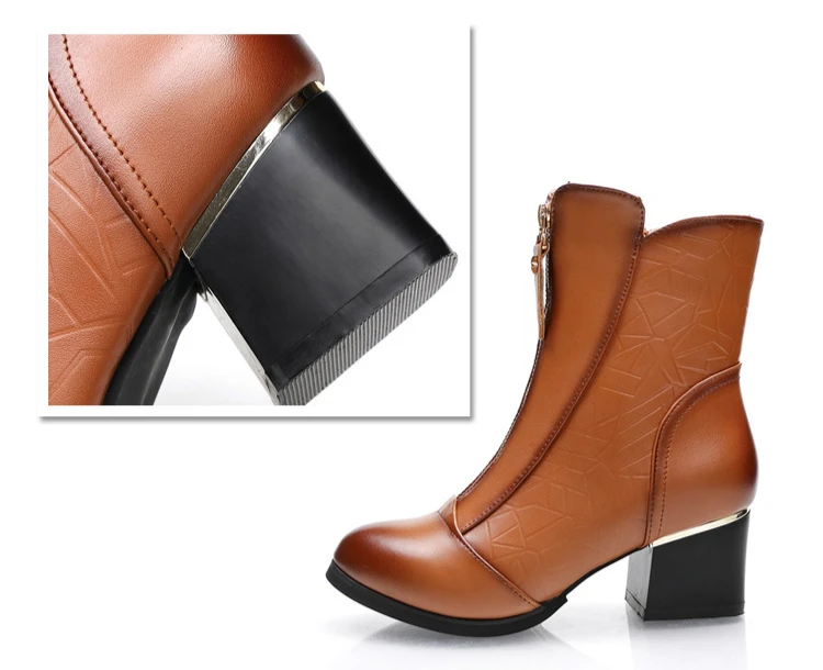 Fashion Genuine Leather Winter Boots Women Shoes Booties Woman Martin Boots Platform Shoes Botines Mujer
