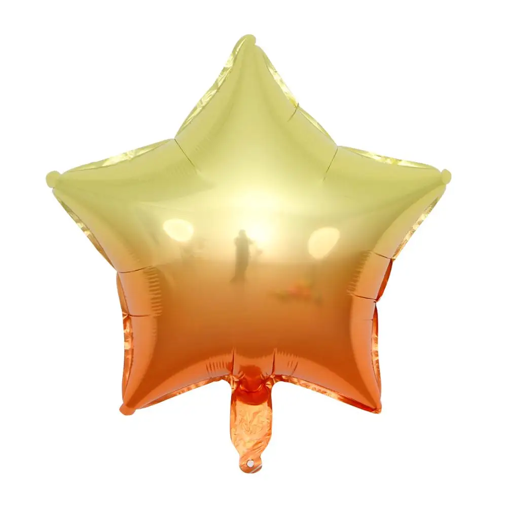 10pcs 18inch Gradient Star Heart Foil Balloons Kid's Birthday Party Wedding Decorations Valentine's Day Baby Shower Supplies Toy - Цвет: yellow