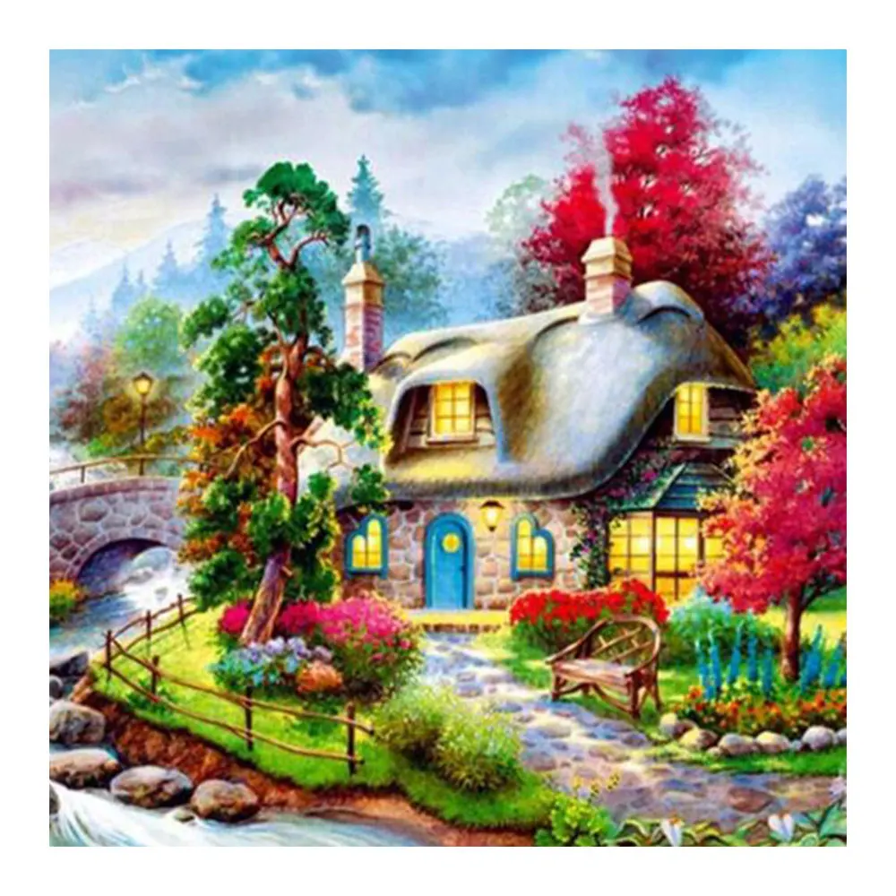 

Rural scenery Diamond Painting Garden House Round Full Drill Scenic Nouveaute DIY Mosaic Embroidery 5D Cross Stitch home decor