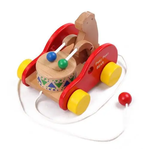 

Winnie the Drums Tractors Early Education Center Kindergarten Young CHILDREN'S Learner Trolley Pull Small Car Wooden Handcart To