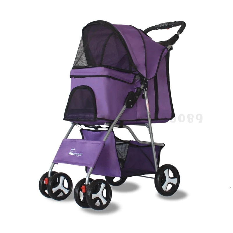 Outing Small and Medium-sized Light Pet Stroller Dog Stroller Folding Four-wheeled Cat and Dog Universal Dog Supplies