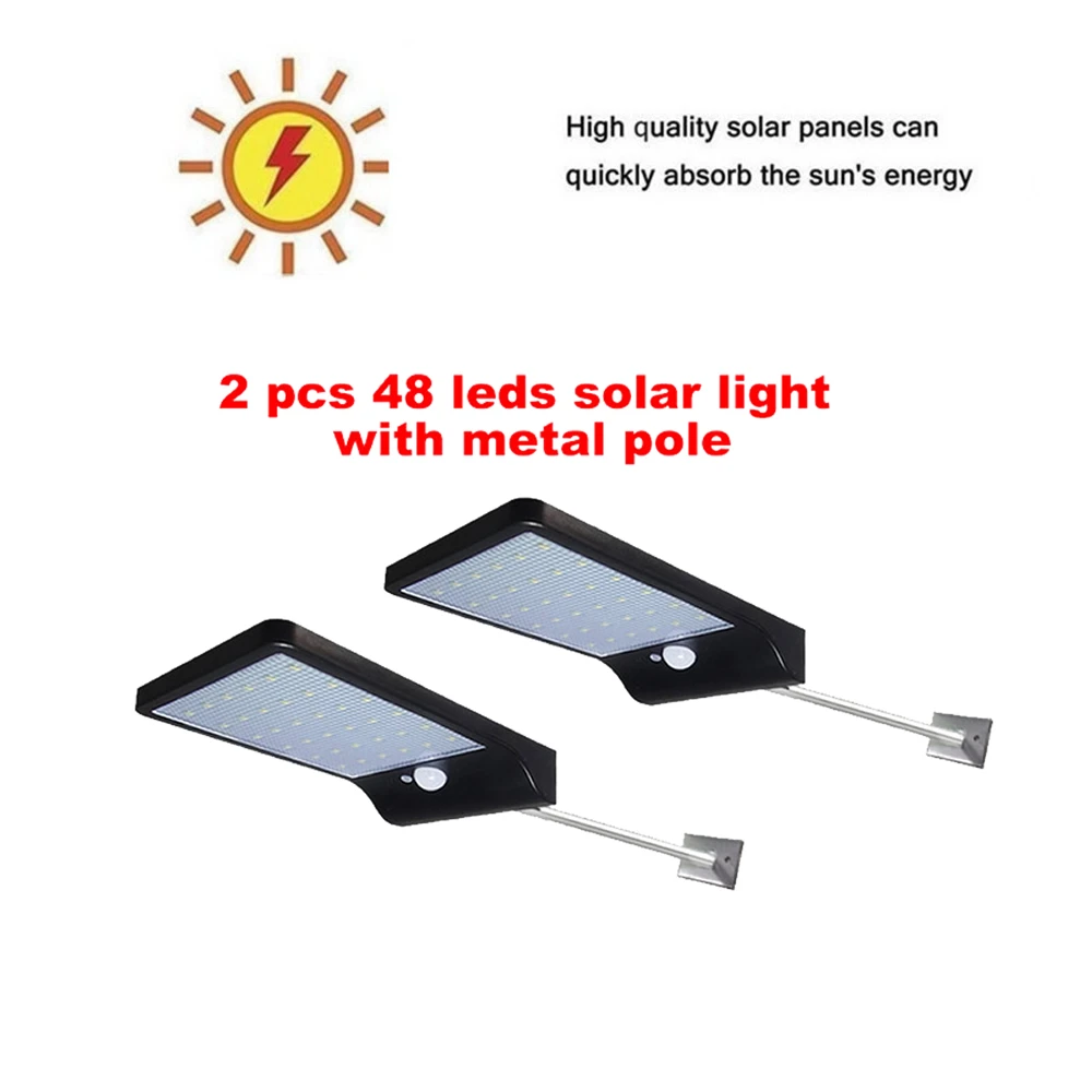 

2/4pcs 48 LED Solar Lamp Human Body Induction Wall Light 3 Modes Dimmable Outdoor Garden Yard Path Lamp with Remote Control secu
