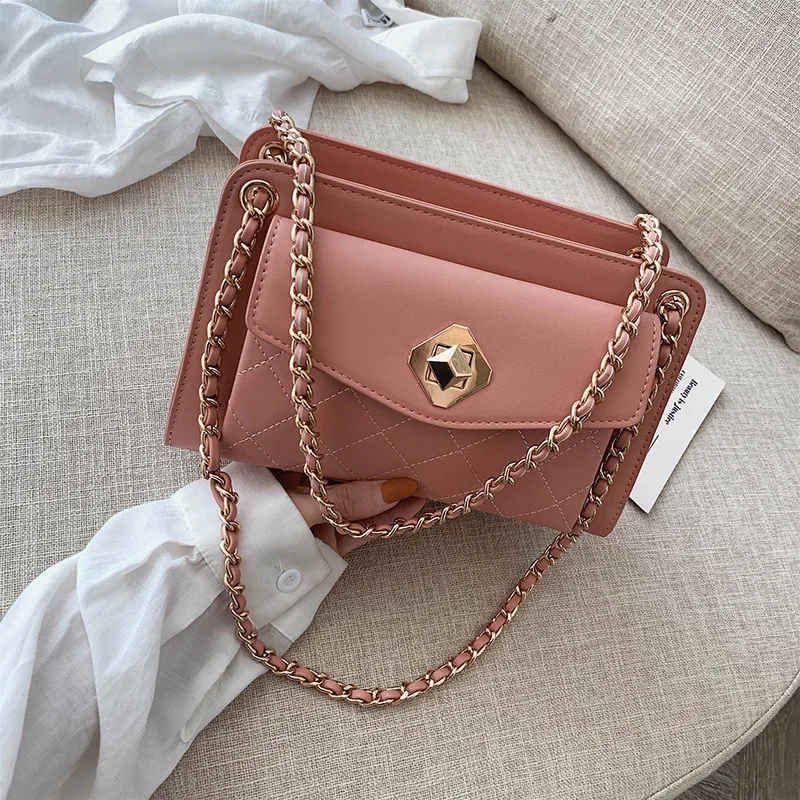 

Single shoulder bag female 2019 new wave Korean version of the texture Messenger bag large capacity fashion rhombic chain bag