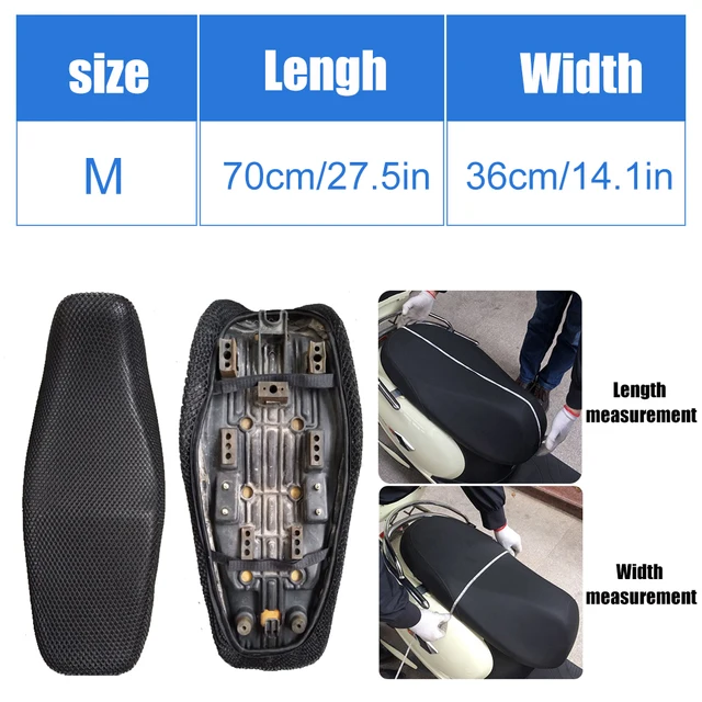 DSYCAR 1Pcs Anti-Slip 3D Mesh Fabric Seat Cover Breathable Waterproof Motorcycle Motorbike Scooter Seat Covers Cushion S-XXXXXL M
