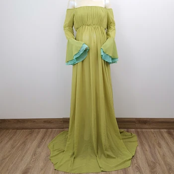 

Sample Clearance! Maxi Green Chiffon Maternity Gown Dresses Photography Pregnancy Party Dresses for Photo Shoot Baby Shower Gift