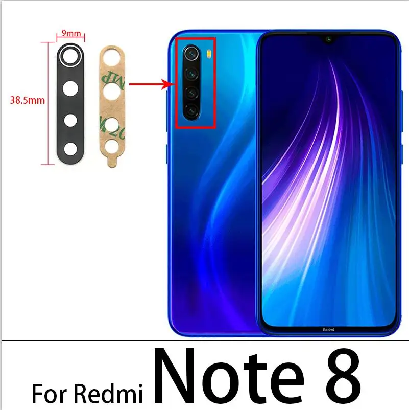 2Pcs Rear Back Camera Glass Lens For Xiaomi Redmi Note 8 Pro 7 9 9S 10 Pro 10s 8T 9A 9C / Mi Note 10 10T Pro Lite With Adhesive 