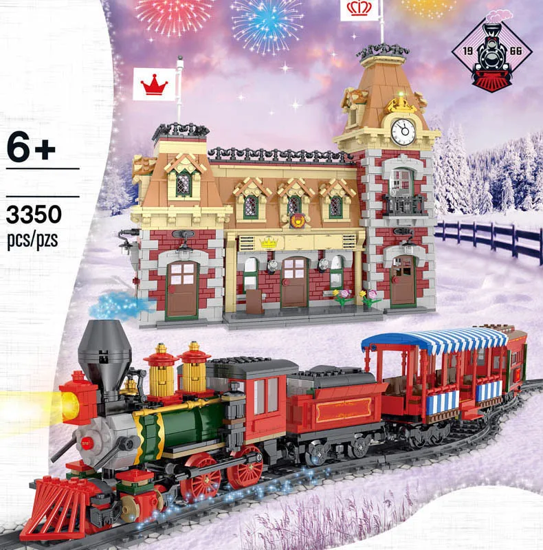 

J11001 Building Blocks Compatible With 71044 Cartoon Train And Station Model New Winter Holiday Train Kid Toys Christmas Gift