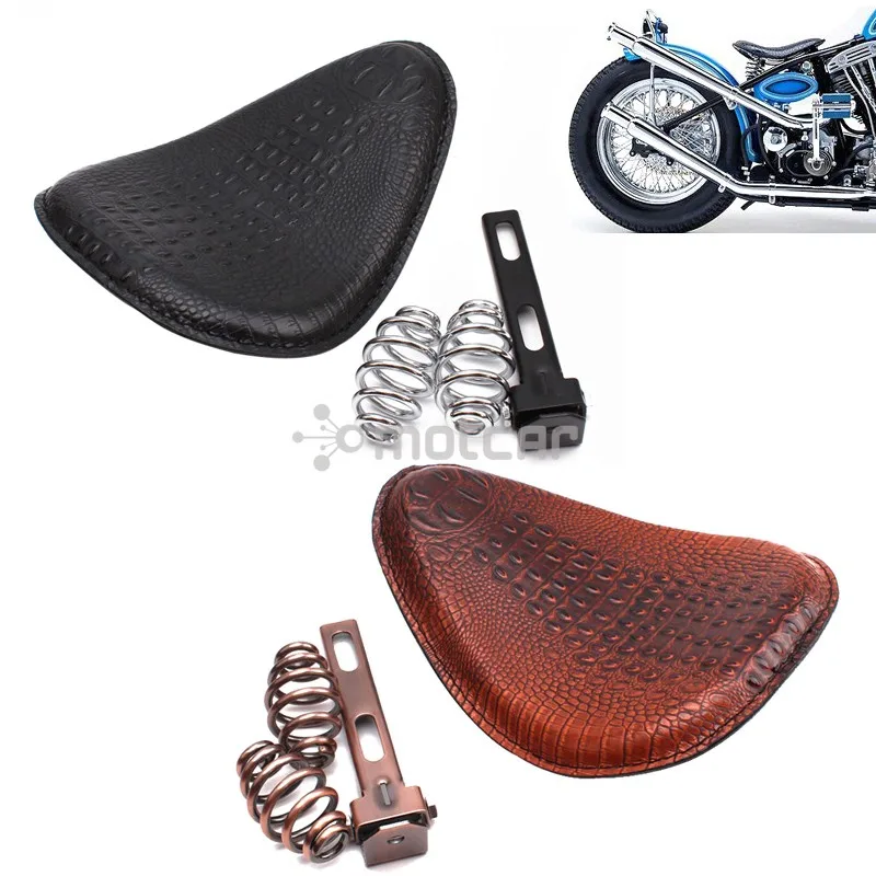 Кожаное сиденье для мотоцикла Harley Custom Chopper ретро коричневое/черное из