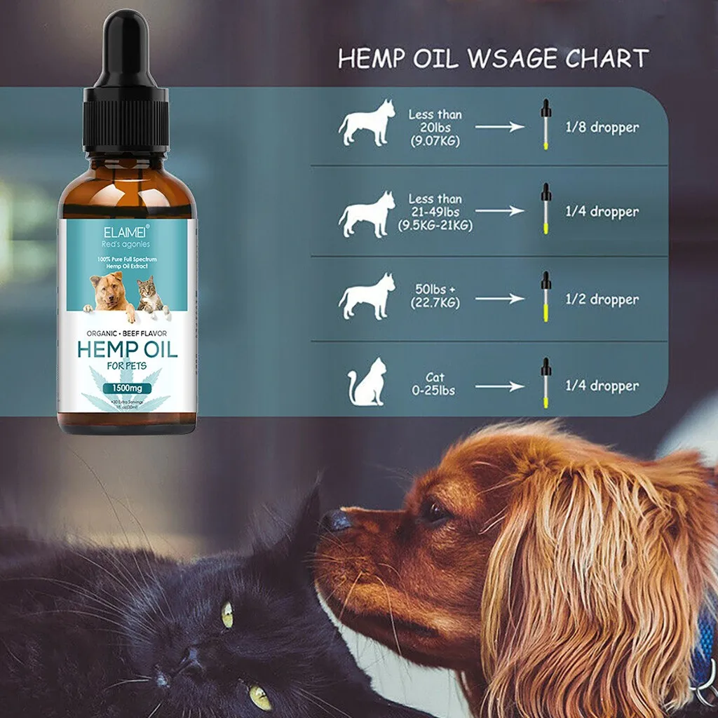 

Hemp Essential Oil For Dogs Natural Herbs Pet Health Care Oil Anxiety Relief Pain Joint Hip Strengtheens Immunity Pet Flea Tick