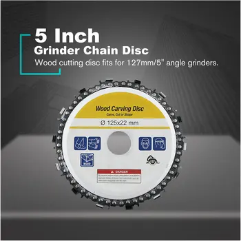 

5 Inch/127mm Diameter 22mm Arbor Wood Cutting Chain Disc 14 Tooth Chainsaw Wheel for Angle Grinders Cut Carve Shape Sale