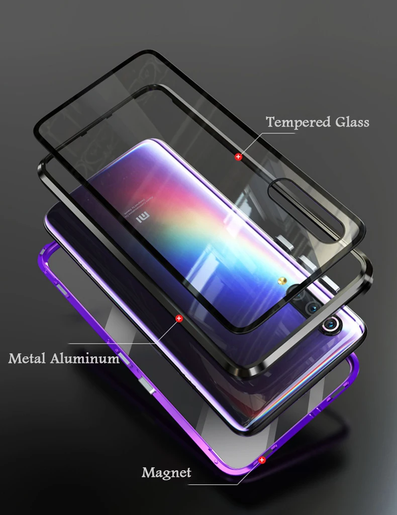 Роскошный чехол для Xiaomi mi 9 чехол полностью защищающий телефон mi 9 SE магнит назад и экран из закаленного стекла и алюминия металлический чехол mi 9SE