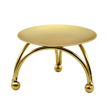 

1pc Iron Candle Holder Geometry Round Table Golden Candlestick for Party Wedding Ornament Gold Desktop Decoration
