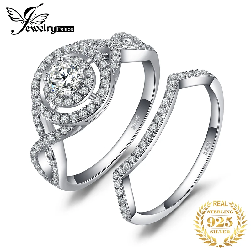 JewelryPalace бесконечность любви 4 зубец круглый с кубического циркония Stackable Halo